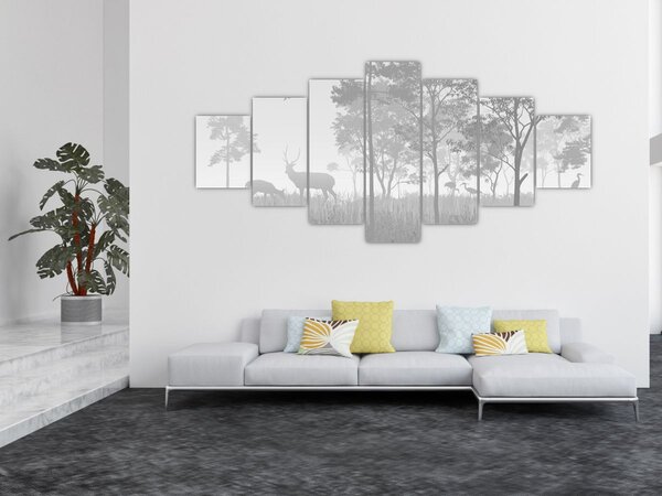 Obraz - Louka s jeleny (210x100 cm)