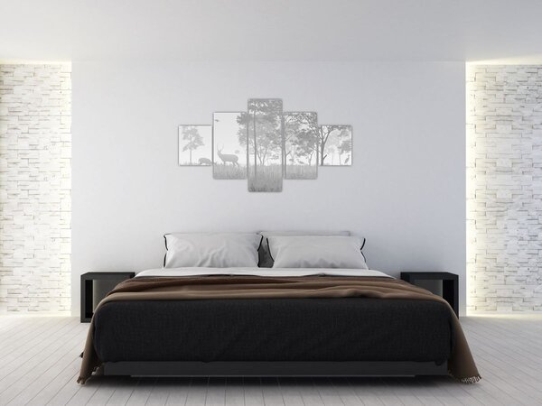 Obraz - Louka s jeleny (125x70 cm)