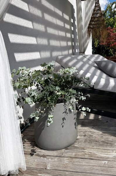 Květináč VEKRA, sklolaminát, výška 40 cm, beton-design, šedý
