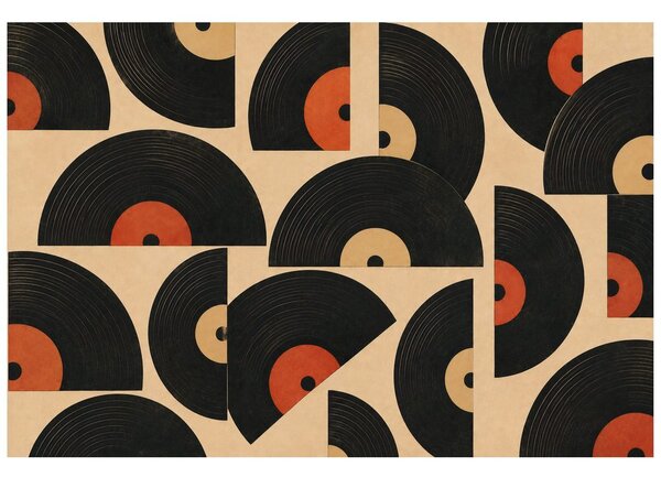 Tapeta retro vinylové desky na béžovém pozadí