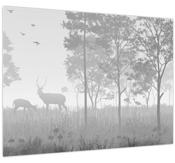 Obraz - Louka s jeleny (70x50 cm)