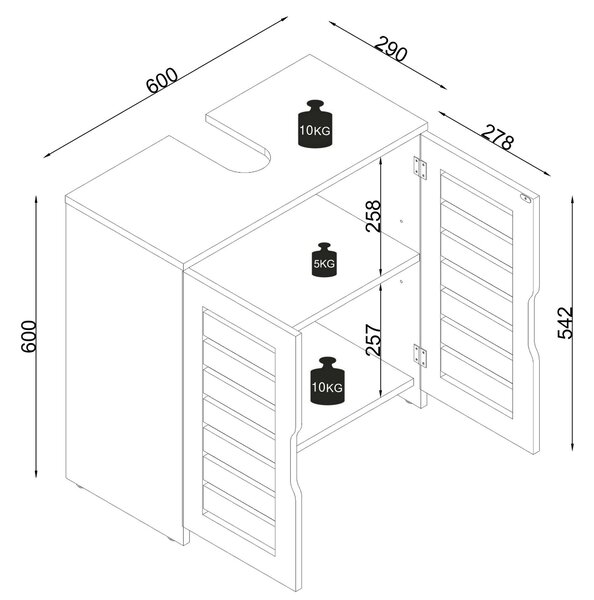 SKŘÍŇKA POD UMYVADLO, 60/60/29 cm MID.YOU - Koupelnové série, Online Only