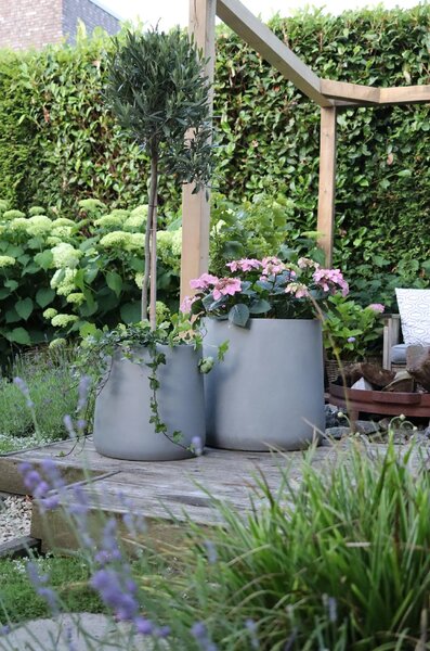 Květináč VEKRA, sklolaminát, výška 50 cm, beton-design, šedý