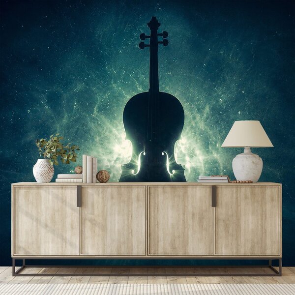 Fototapeta violončelo v kosmickém světle