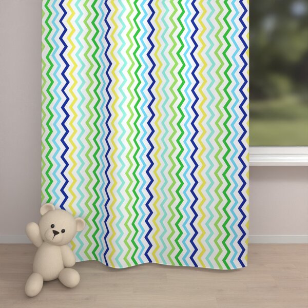 Biante Dětský bavlněný závěs Sandra SA-378 Zeleno-modro-žluté cik-cak proužky 150x150 cm