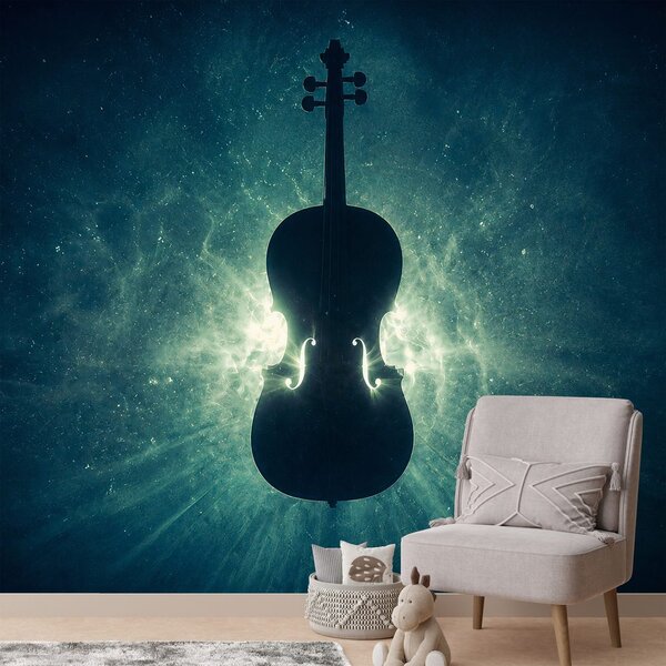 Fototapeta violončelo v kosmickém světle