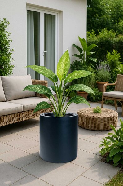 Kulatý květináč ESTRA, výška 40 cm, černý