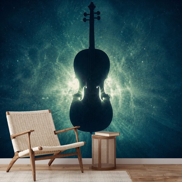 Fototapeta violončelo v kosmickém světle