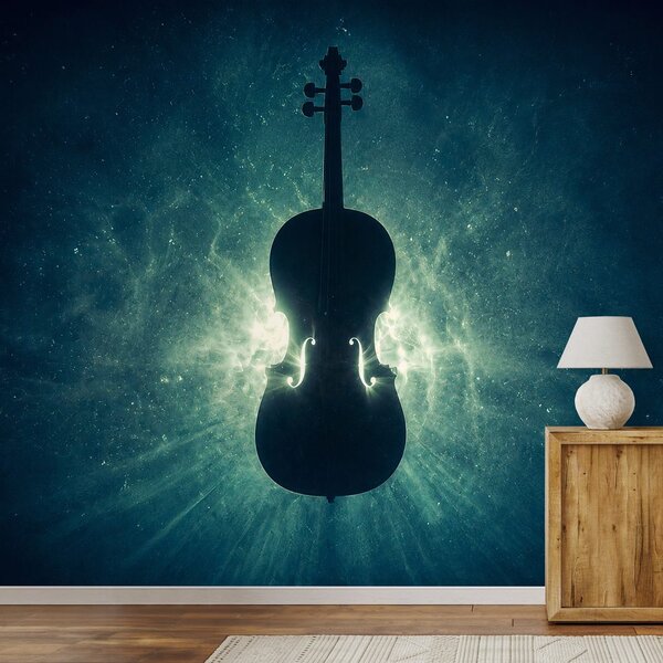 Fototapeta violončelo v kosmickém světle