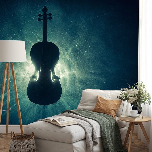 Fototapeta violončelo v kosmickém světle