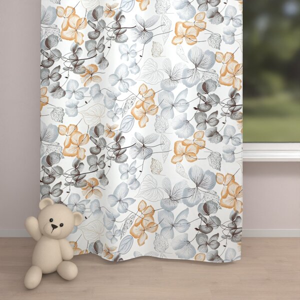 Biante Dětský bavlněný závěs Sandra SA-367 Šedo-oranžové květy na bílém 140x140 cm