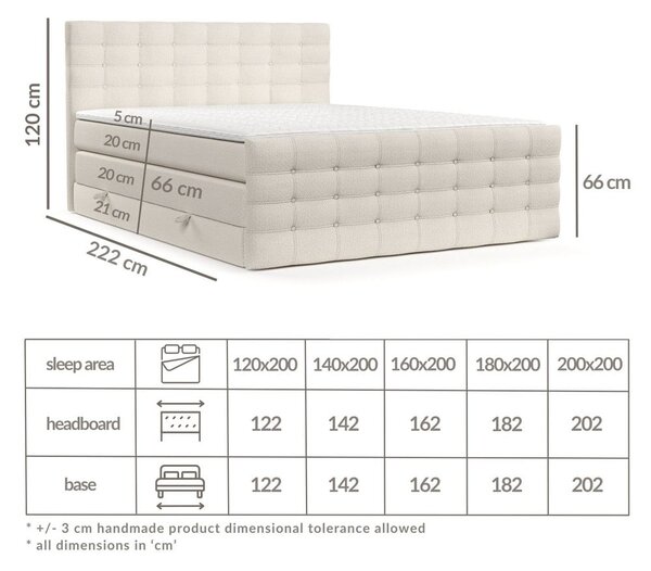 Krémová boxspring postel s úložným prostorem 200x200 cm Blend – Maison de Rêve