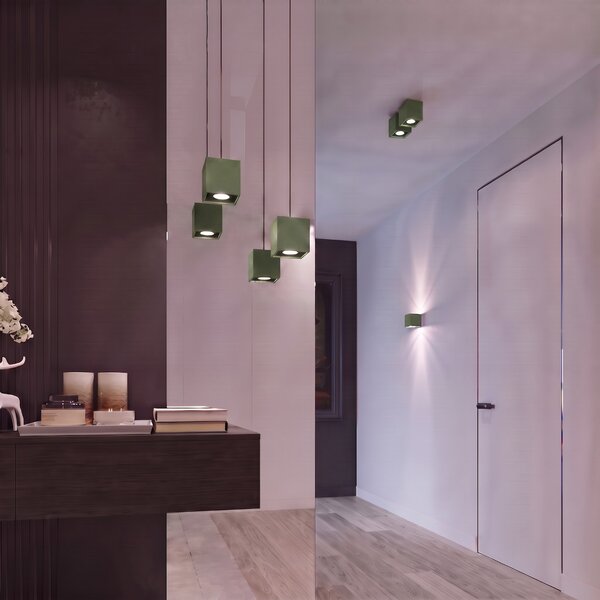 Sollux Lighting Nástěnné svítidlo QUAD 1 olivově zelené