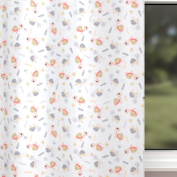 Biante Dětský bavlněný závěs Sandra SA-373 Veselé želvičky na bílém 150x140 cm