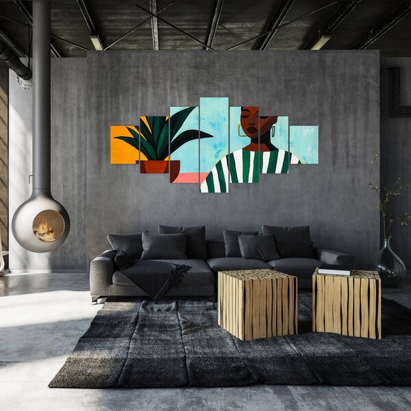 Obraz - Žena s květinou (210x100 cm)
