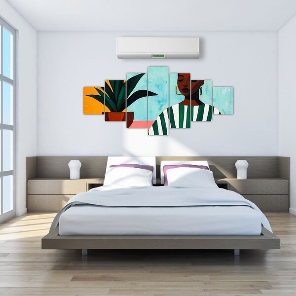 Obraz - Žena s květinou (210x100 cm)