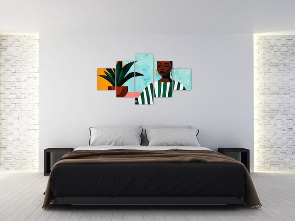 Obraz - Žena s květinou (125x70 cm)