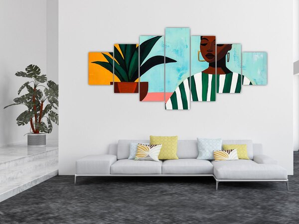 Obraz - Žena s květinou (210x100 cm)