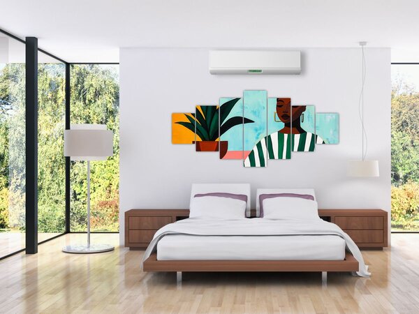 Obraz - Žena s květinou (210x100 cm)