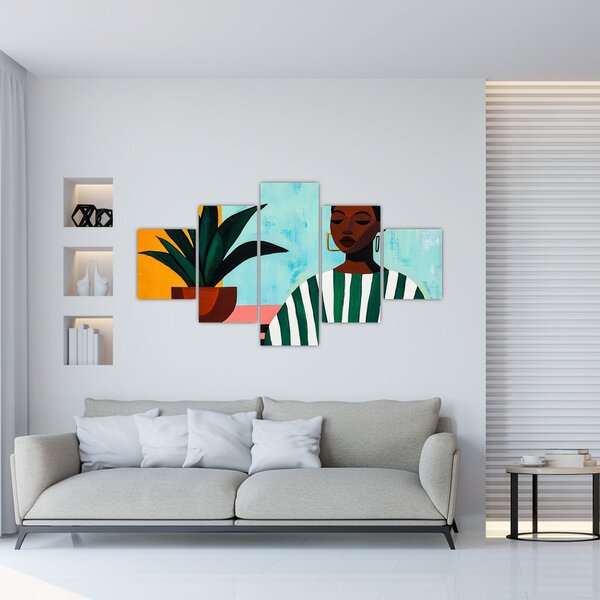 Obraz - Žena s květinou (125x70 cm)