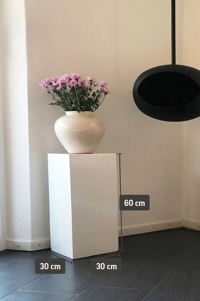 Podstavec PODEST, výška 60 cm, sklolaminát, bílý lesk