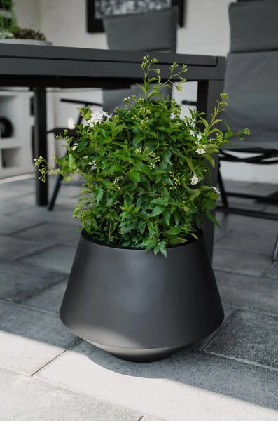 Kulatý květináč BERBELIT, sklolaminát, výška 30 cm, černý