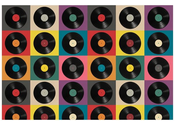 Tapeta retro vinylové desky na barevném pozadí