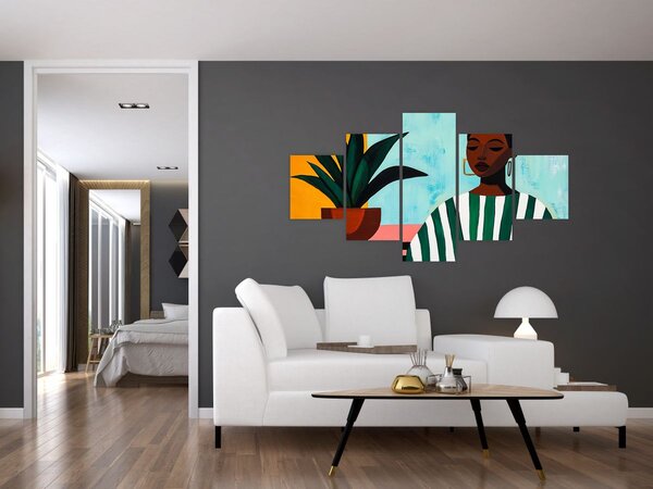 Obraz - Žena s květinou (125x70 cm)