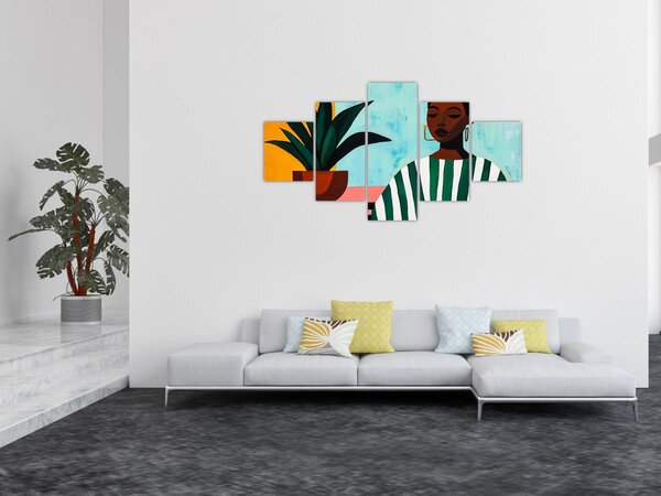 Obraz - Žena s květinou (125x70 cm)