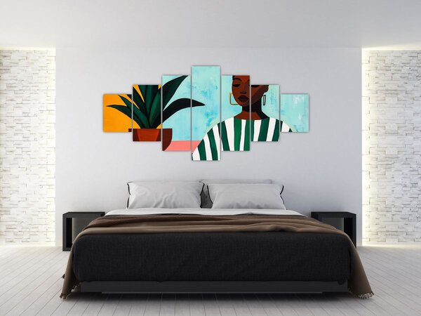 Obraz - Žena s květinou (210x100 cm)