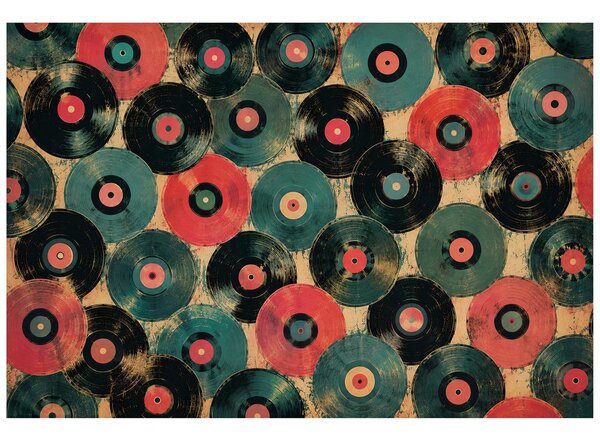 Tapeta retro vinylové desky v barvách