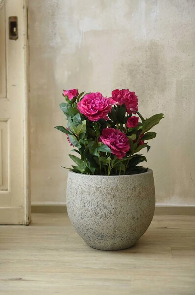 Kulatý květináč RAFIOT, vláknocement, 40x34 cm, šedý