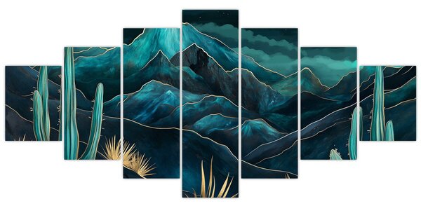 Obraz - Tyrkysová noc (210x100 cm)