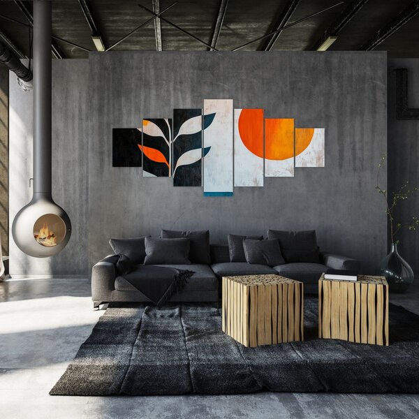 Obraz - Abstrakce rostliny a slunce (210x100 cm)