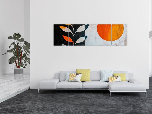 Obraz - Abstrakce rostliny a slunce (170x50 cm)