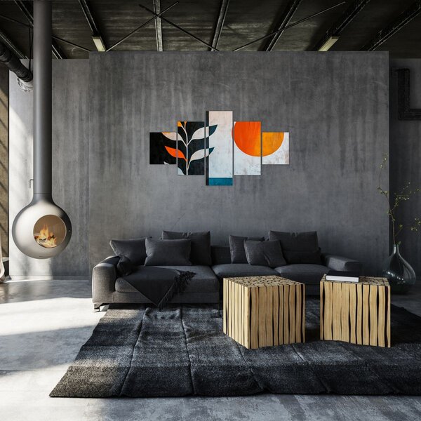 Obraz - Abstrakce rostliny a slunce (125x70 cm)