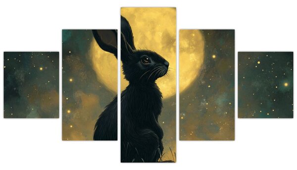 Obraz - Zajíc s měsícem (125x70 cm)