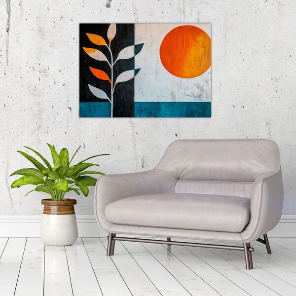 Obraz - Abstrakce rostliny a slunce (70x50 cm)