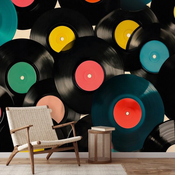 Tapeta barevné retro vinylové desky