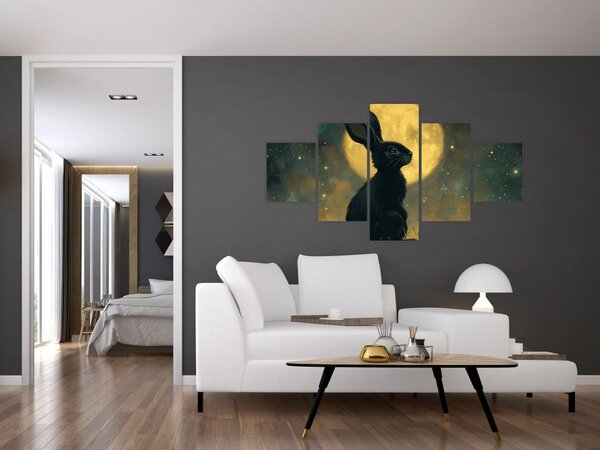 Obraz - Zajíc s měsícem (125x70 cm)