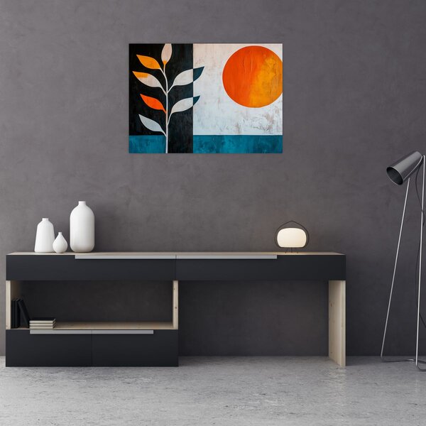 Obraz - Abstrakce rostliny a slunce (70x50 cm)