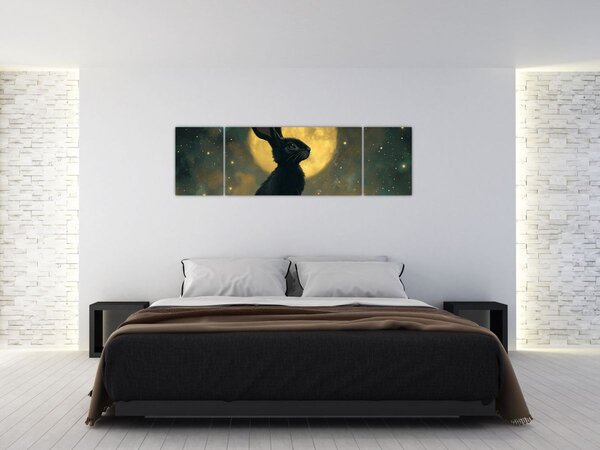 Obraz - Zajíc s měsícem (170x50 cm)
