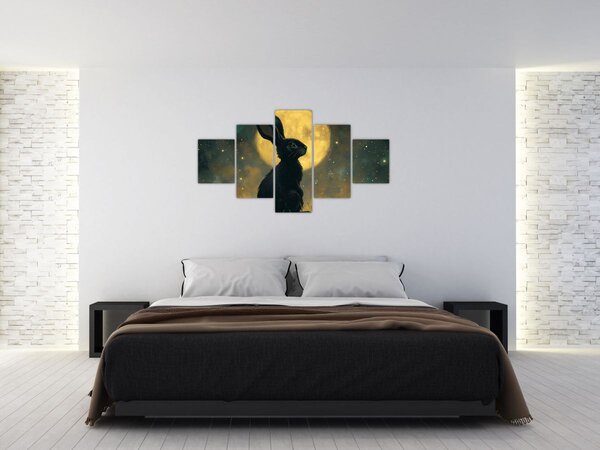 Obraz - Zajíc s měsícem (125x70 cm)