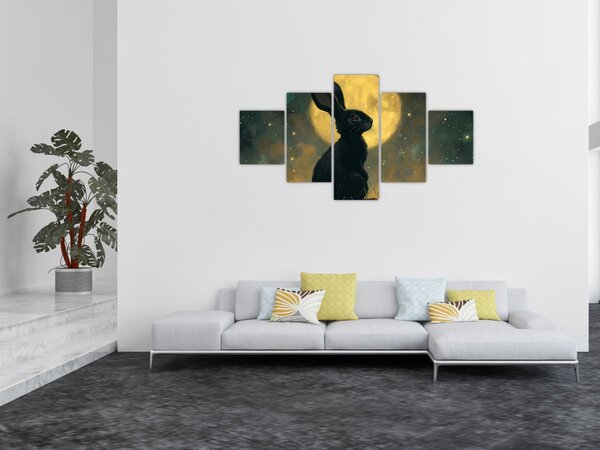 Obraz - Zajíc s měsícem (125x70 cm)