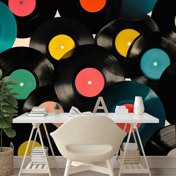Tapeta barevné retro vinylové desky