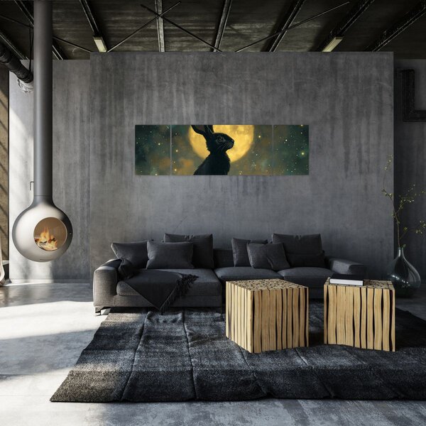 Obraz - Zajíc s měsícem (170x50 cm)