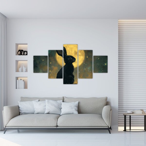 Obraz - Zajíc s měsícem (125x70 cm)
