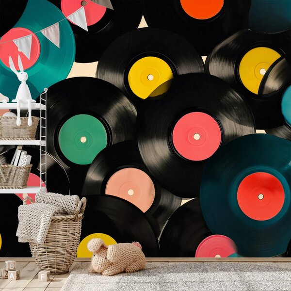 Tapeta barevné retro vinylové desky