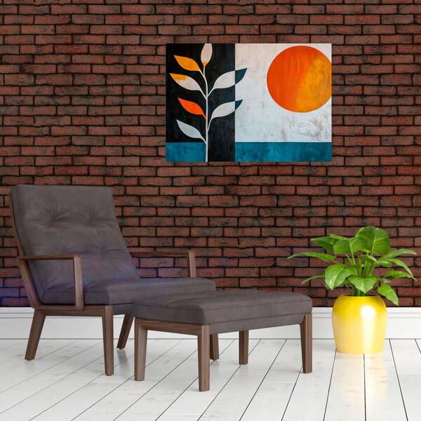 Obraz - Abstrakce rostliny a slunce (70x50 cm)