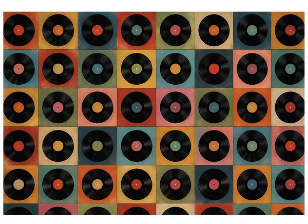 Tapeta retro vinylové desky na barevném pozadí